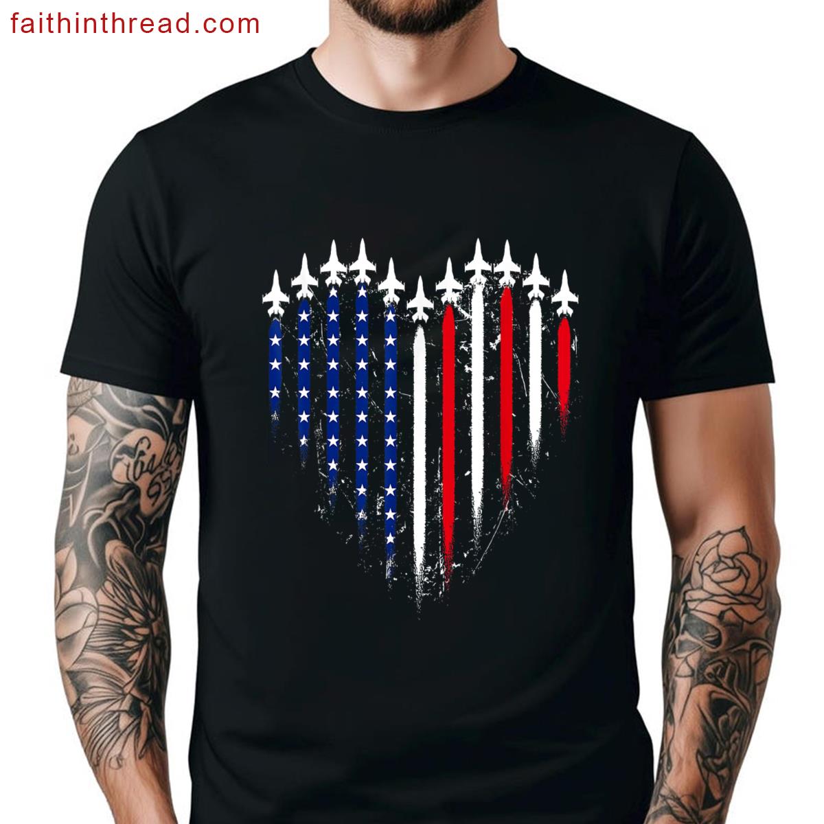 Patriotic Usa Fighter Jets Tee Shirt