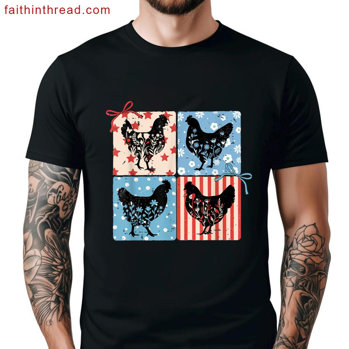 Retro Floral Chicken Tee Farmhouse Style Shirt
