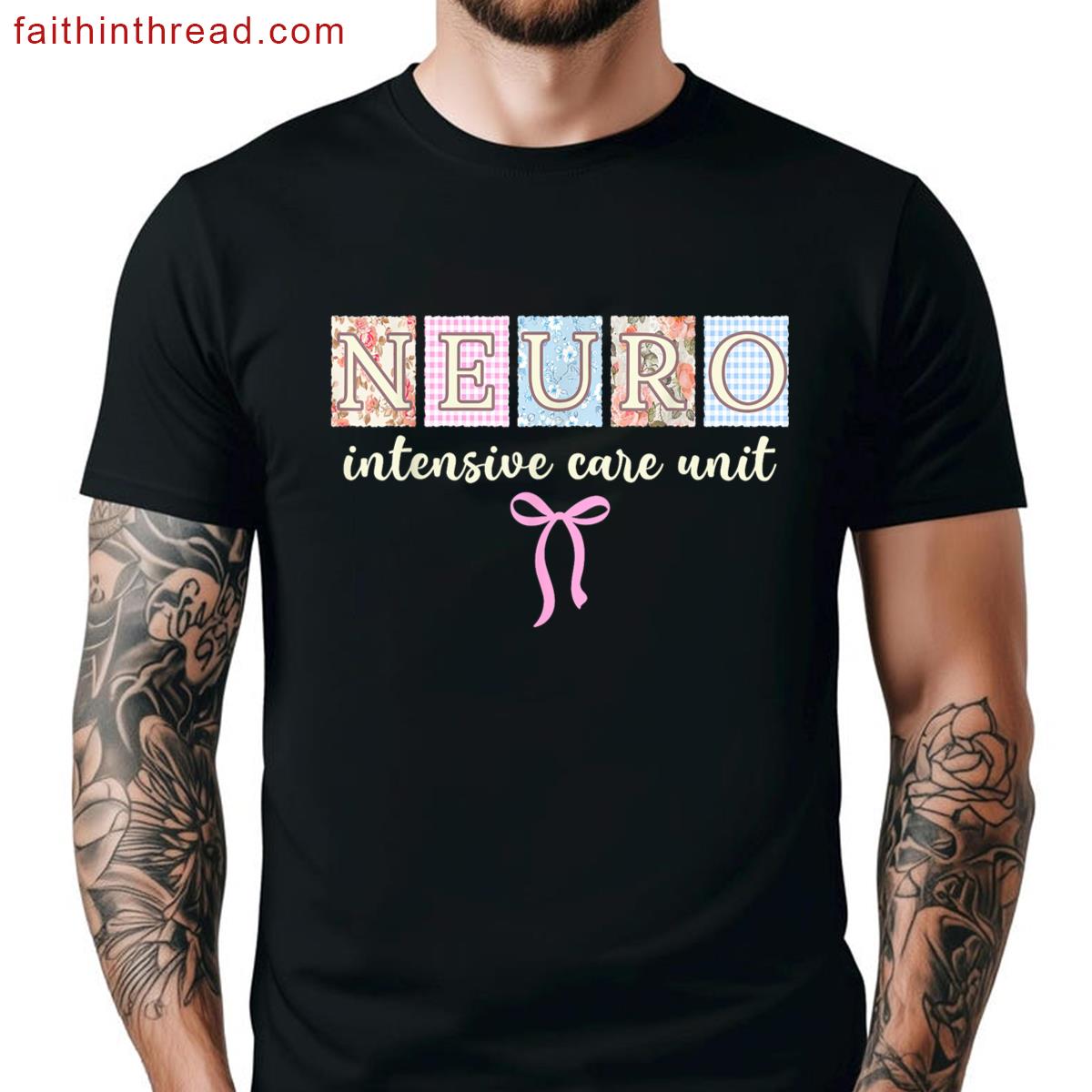 Retro Floral Nurse Tee Intensive Care Unit Shirt