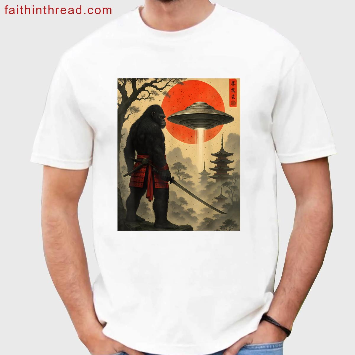 Samurai Bigfoot Funny Art Shirt