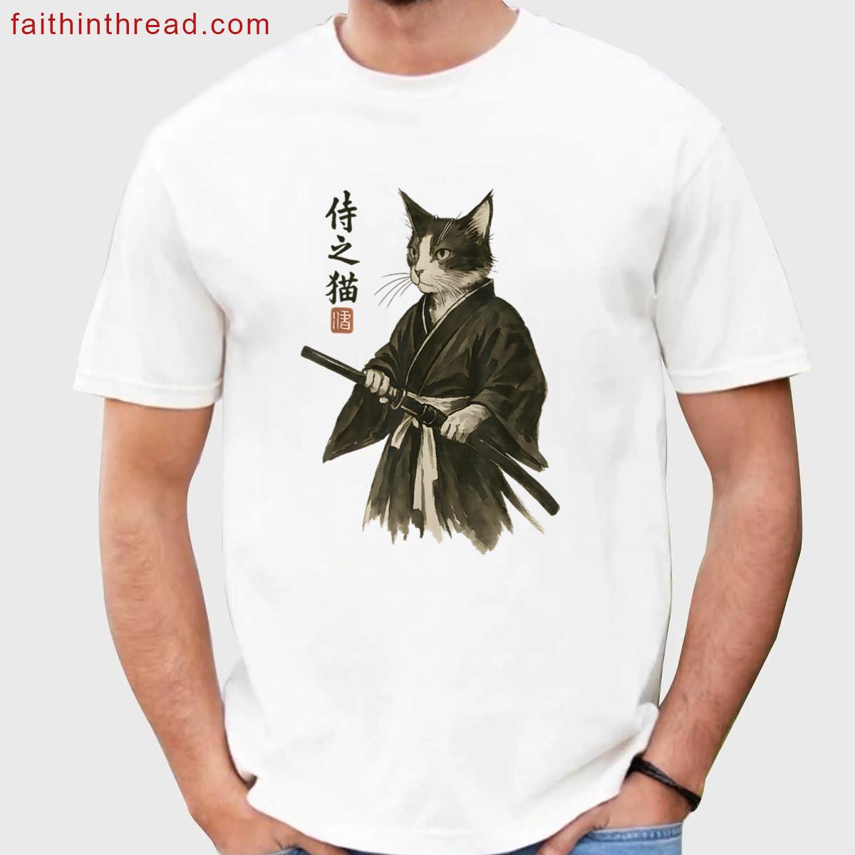 Samurai Cat Japanese Ukiyo Tee Shirt