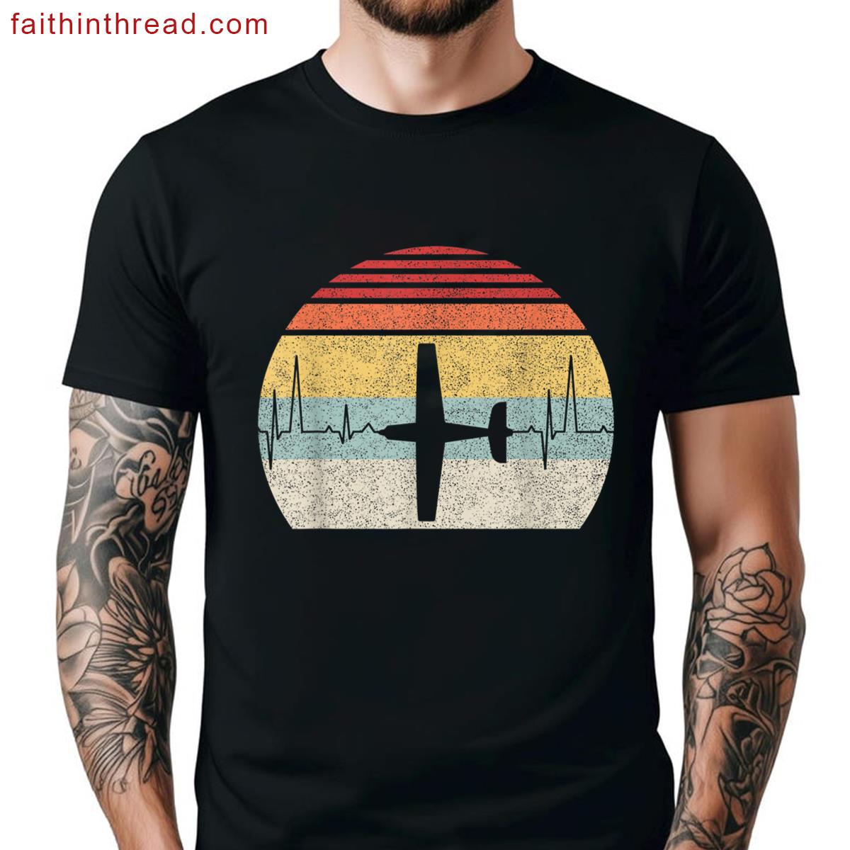 Vintage Retro Pilot Heart Graphic Shirt