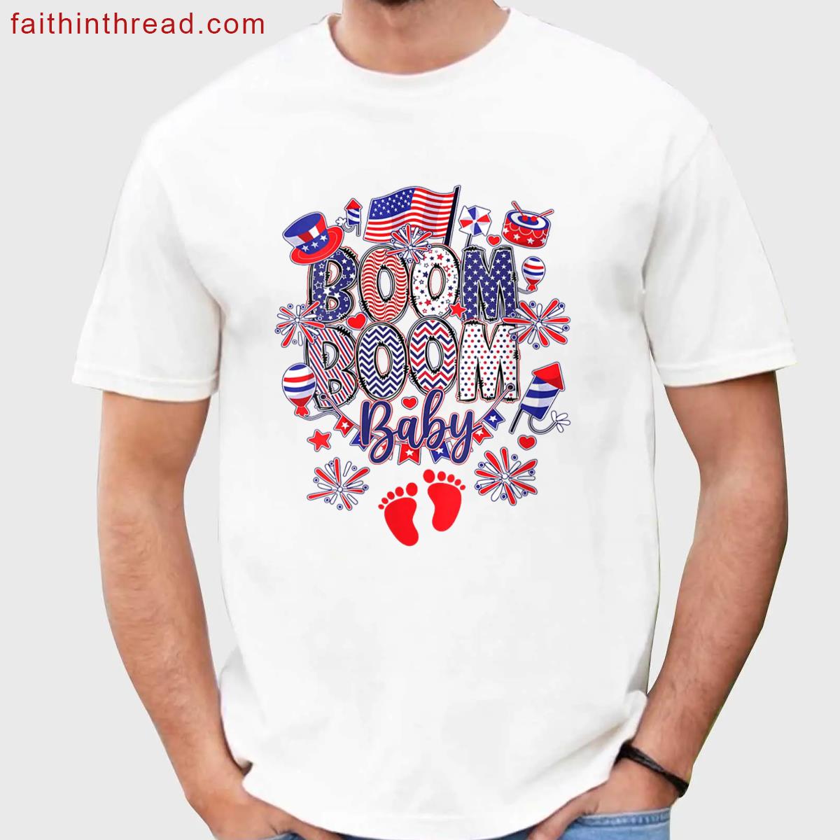 Womens 4th Of July Pregnancy Reveal Tee Shirt