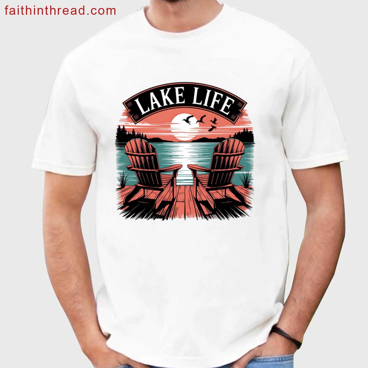 Fitted Scoop Lake Life Tee Shirt
