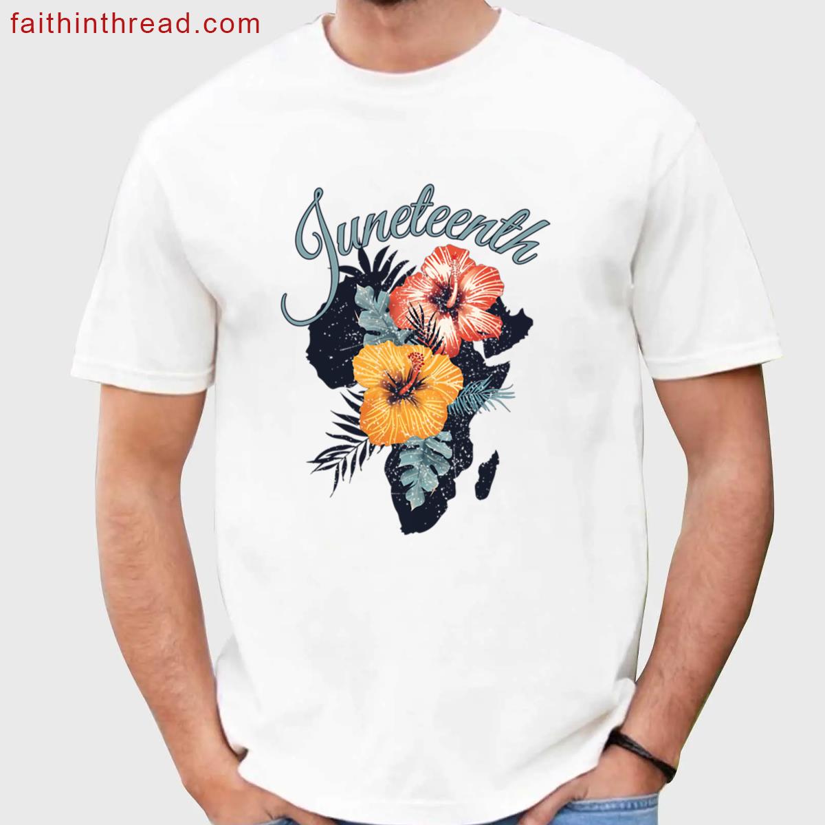 Juneteenth Africa Flower Design Tee Shirt