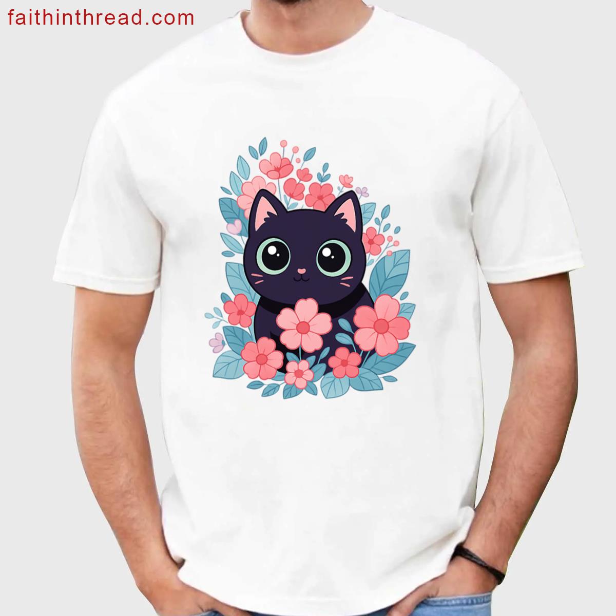 Kawaii Floral Cat Shirt