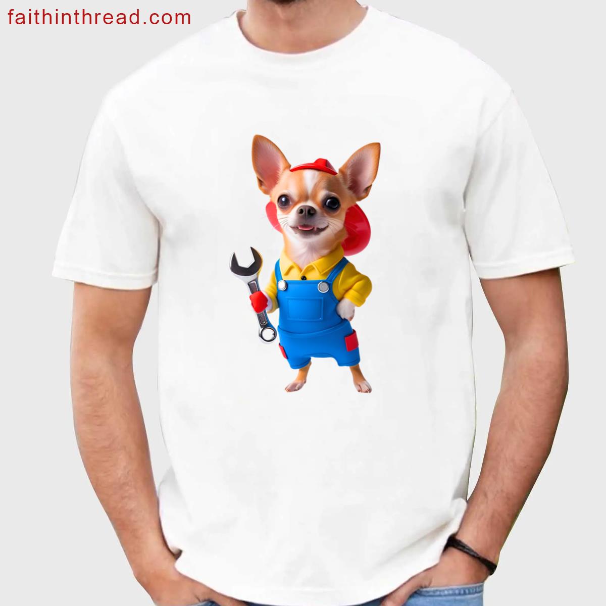 Mechanic Chihuahua Wrench Design Tee Shirt
