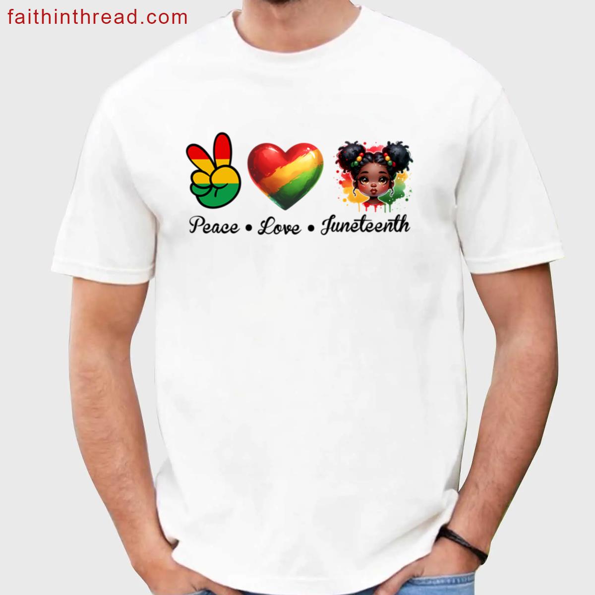 Peace Love Juneteenth Freedom Girls Tee Shirt