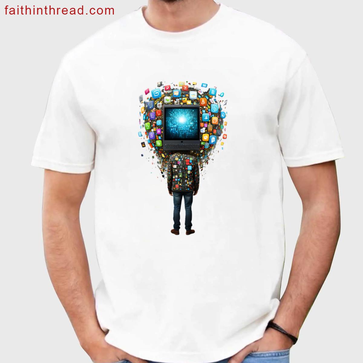 Tech Head App Man Graphic Tee Shirt