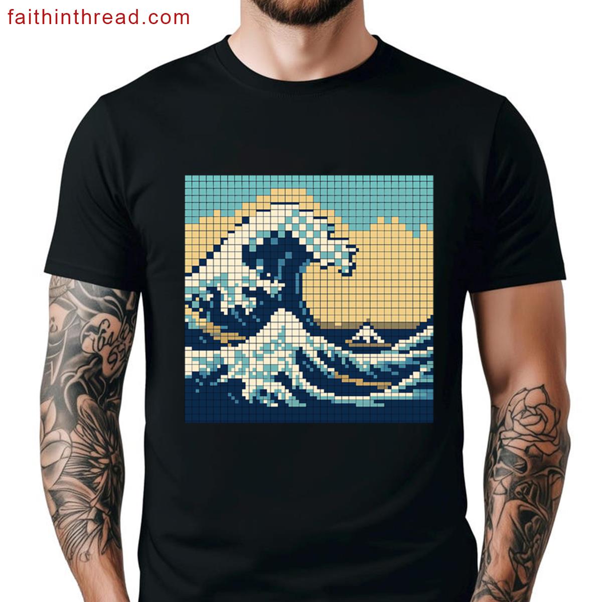 The Great Wave Pixel Art Tee Shirt
