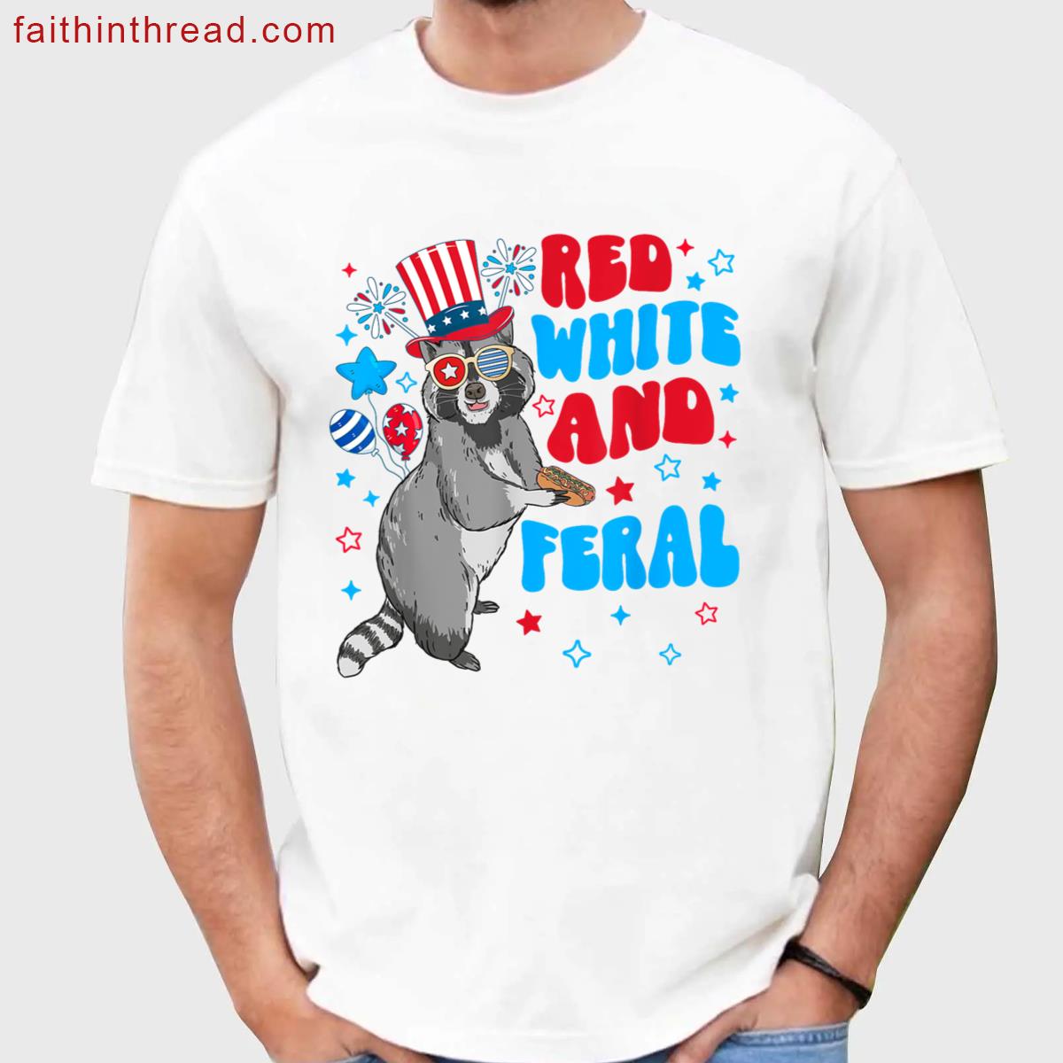 4th Of July Funny Raccoon Red White Shirt