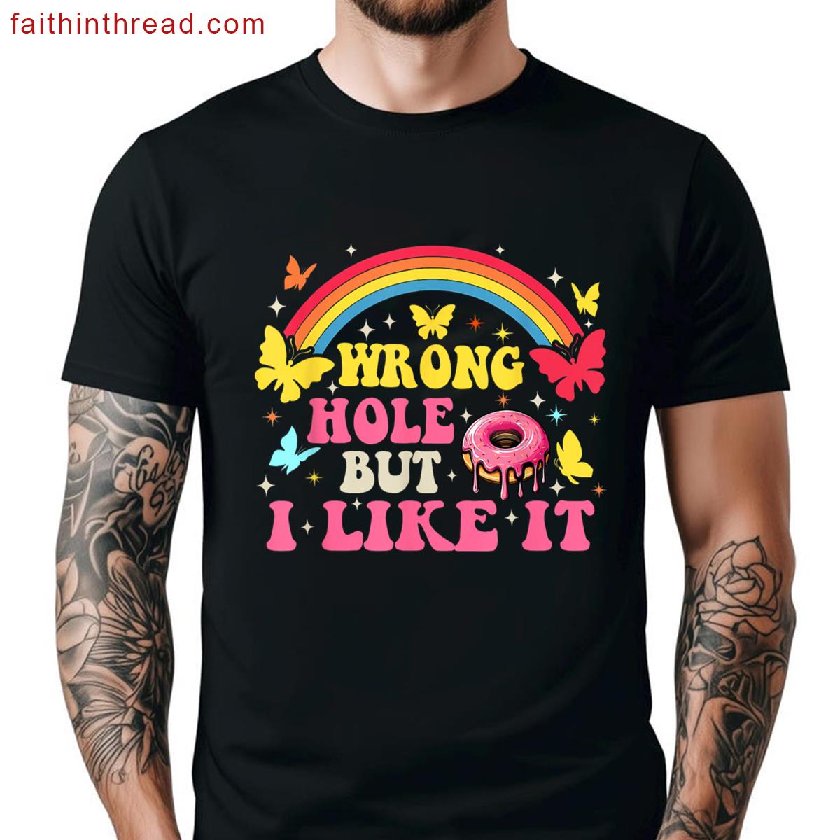 Funny Wrong Hole Design Shirt