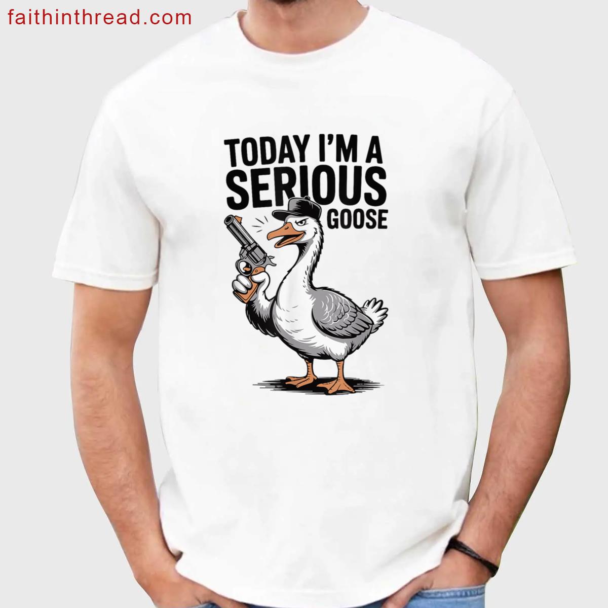 Goose With Gun Humor Tee Shirt