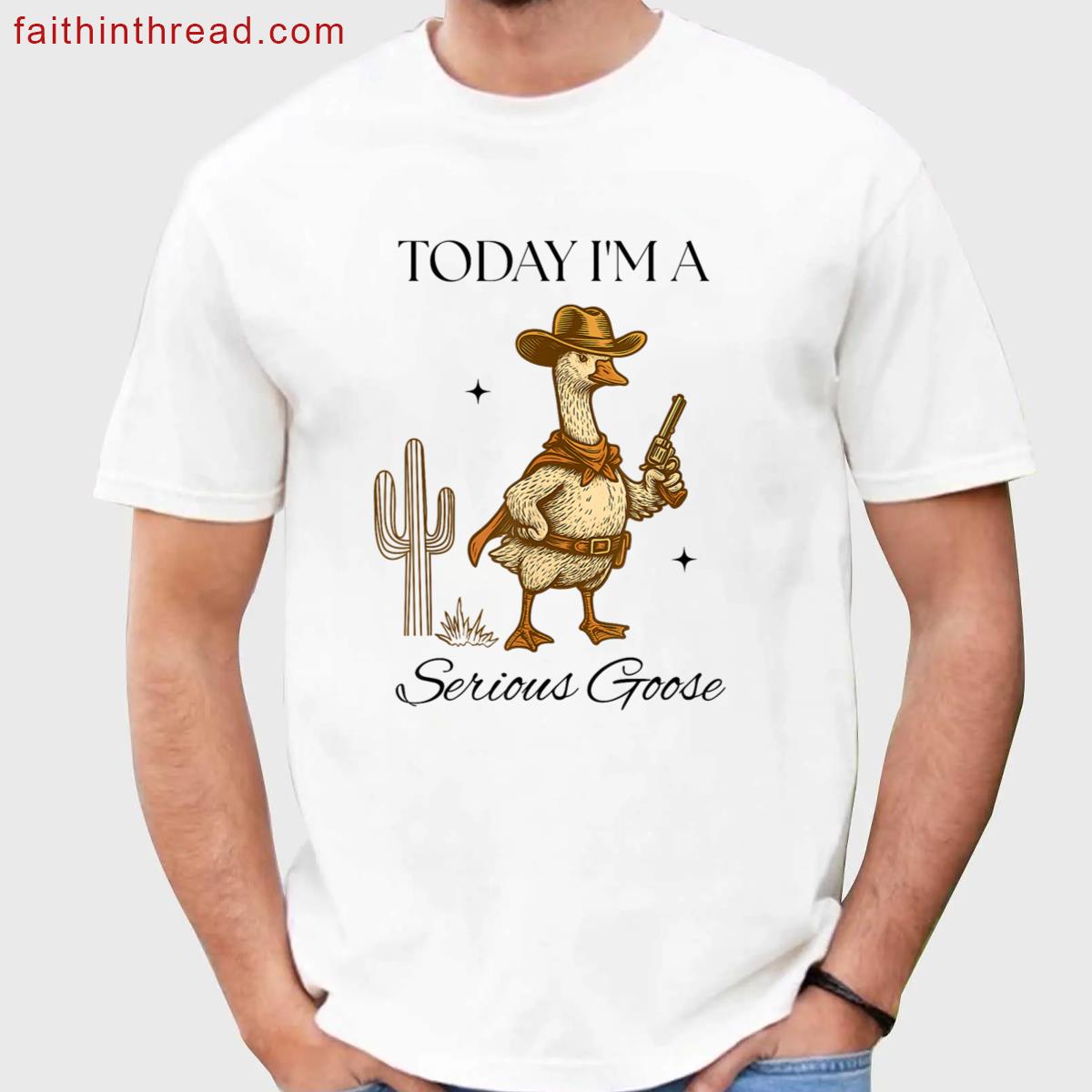 Goose With Pistol Humor Tee Shirt