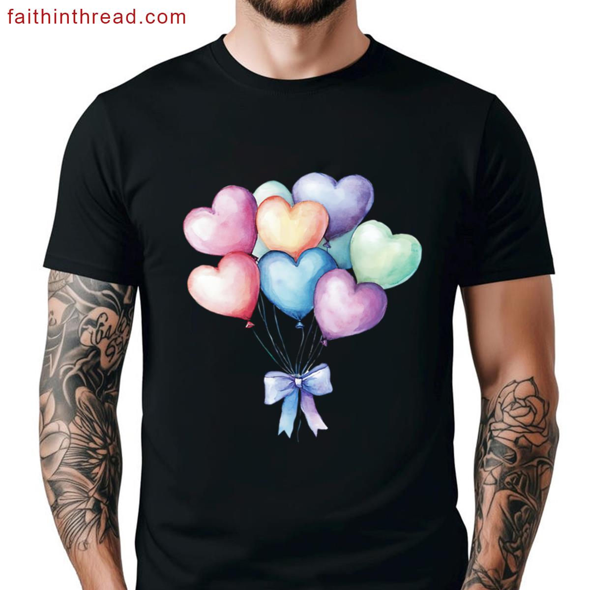 Heart Balloons Graphic Tee Colorful Shirt