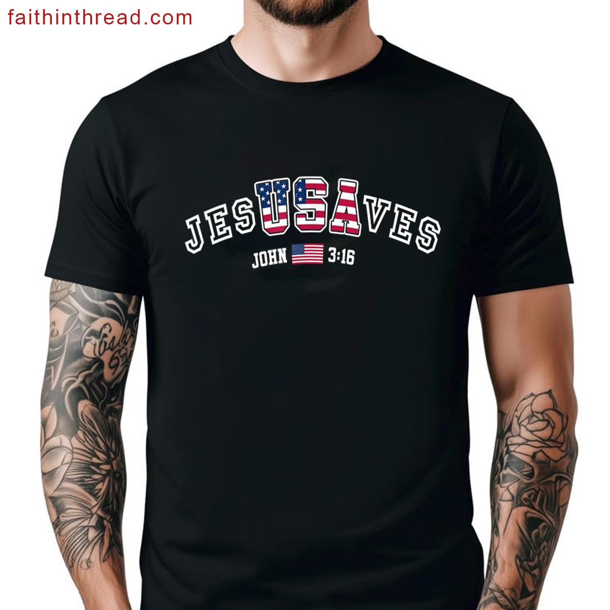 Jesussaves American Flag Tee Shirt