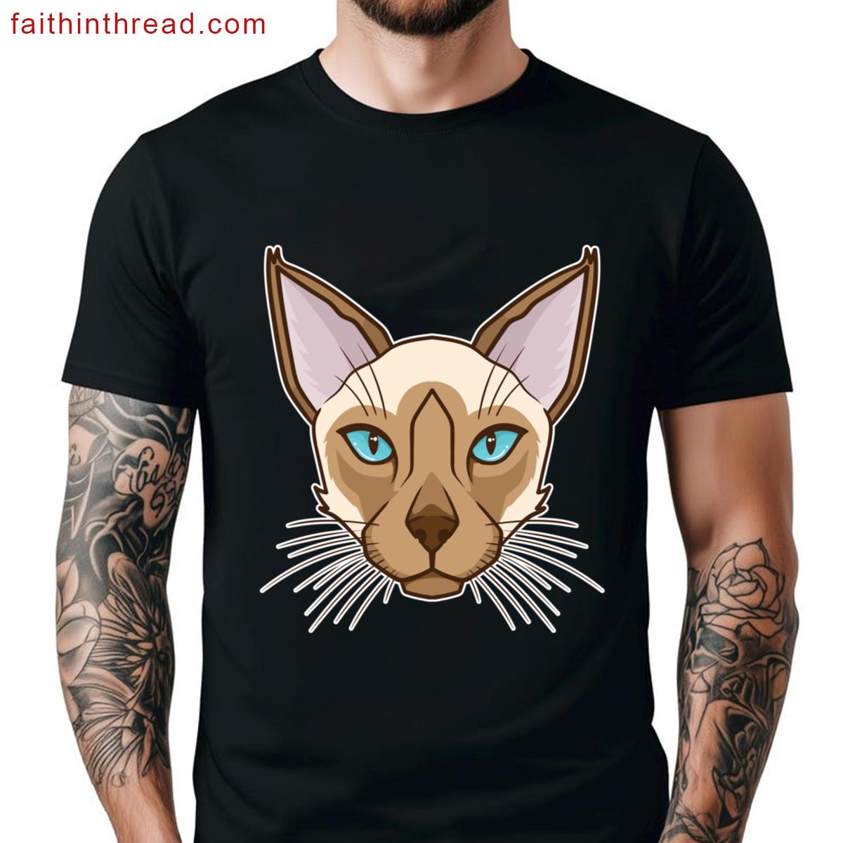 Pet Graphic Tee Cute Siamese Cat Shirt