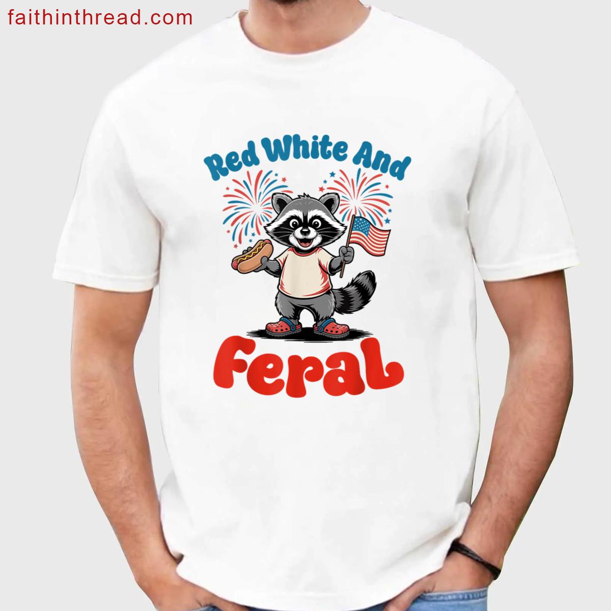 Red White Raccoon Hot Dog Usa Shirt