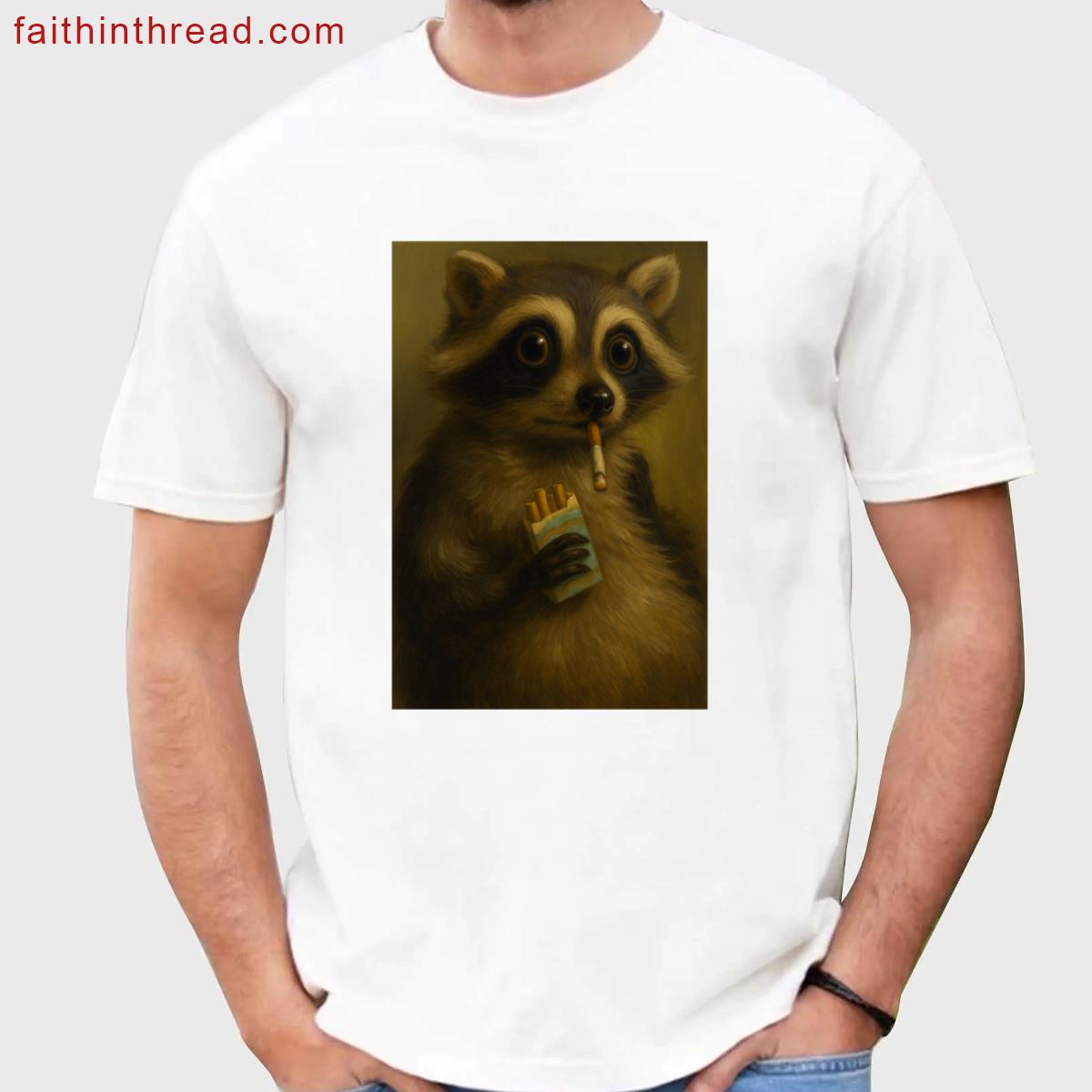 Smoking Raccoon Graphic Tee Shirt