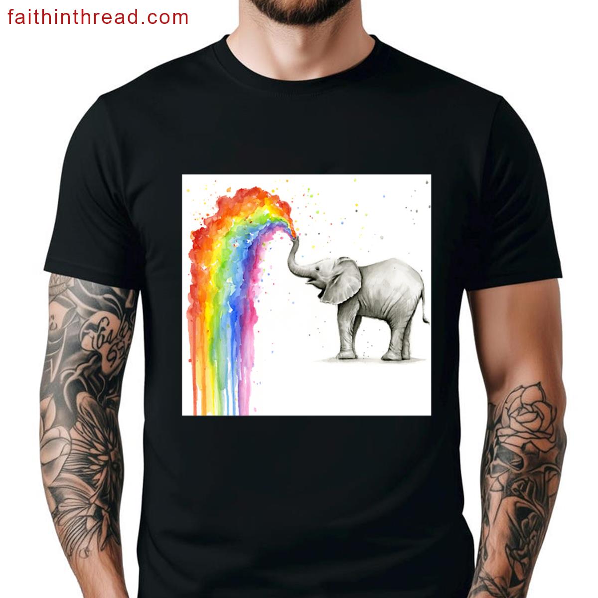Baby Elephant Spraying Rainbow Shirt