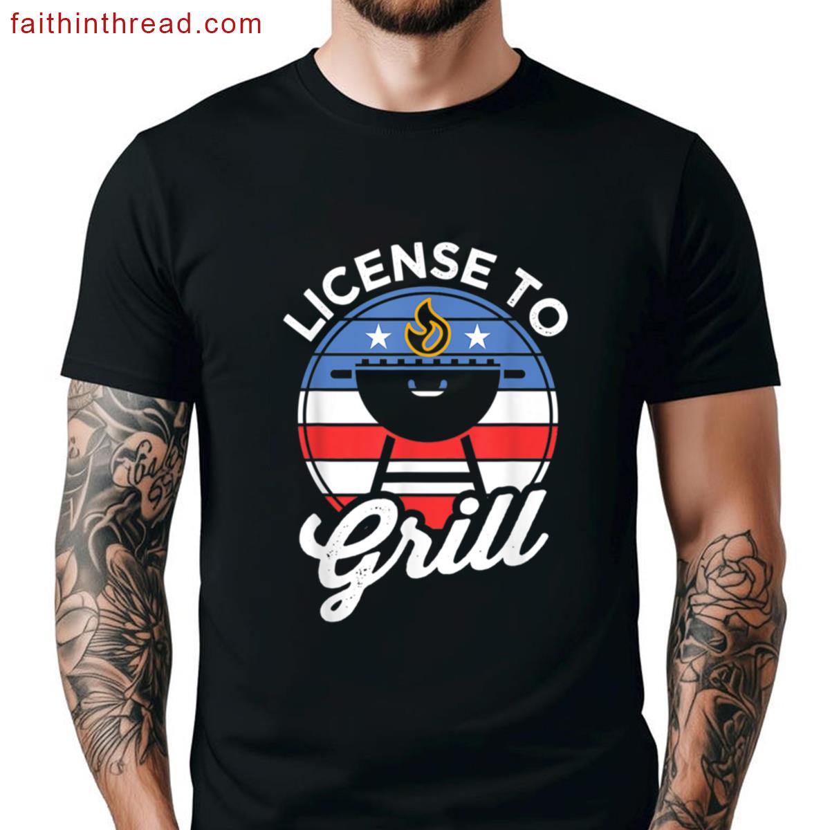 Bbq Grillmaster Funny Patriotic Barbecue Proud American Flag Shirt