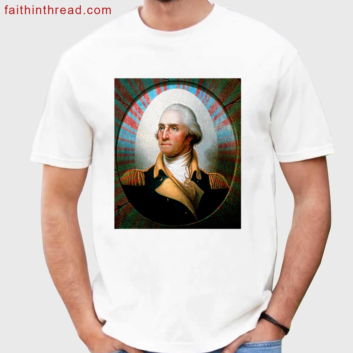 George Washington Patriotic Design Oversized Shirt