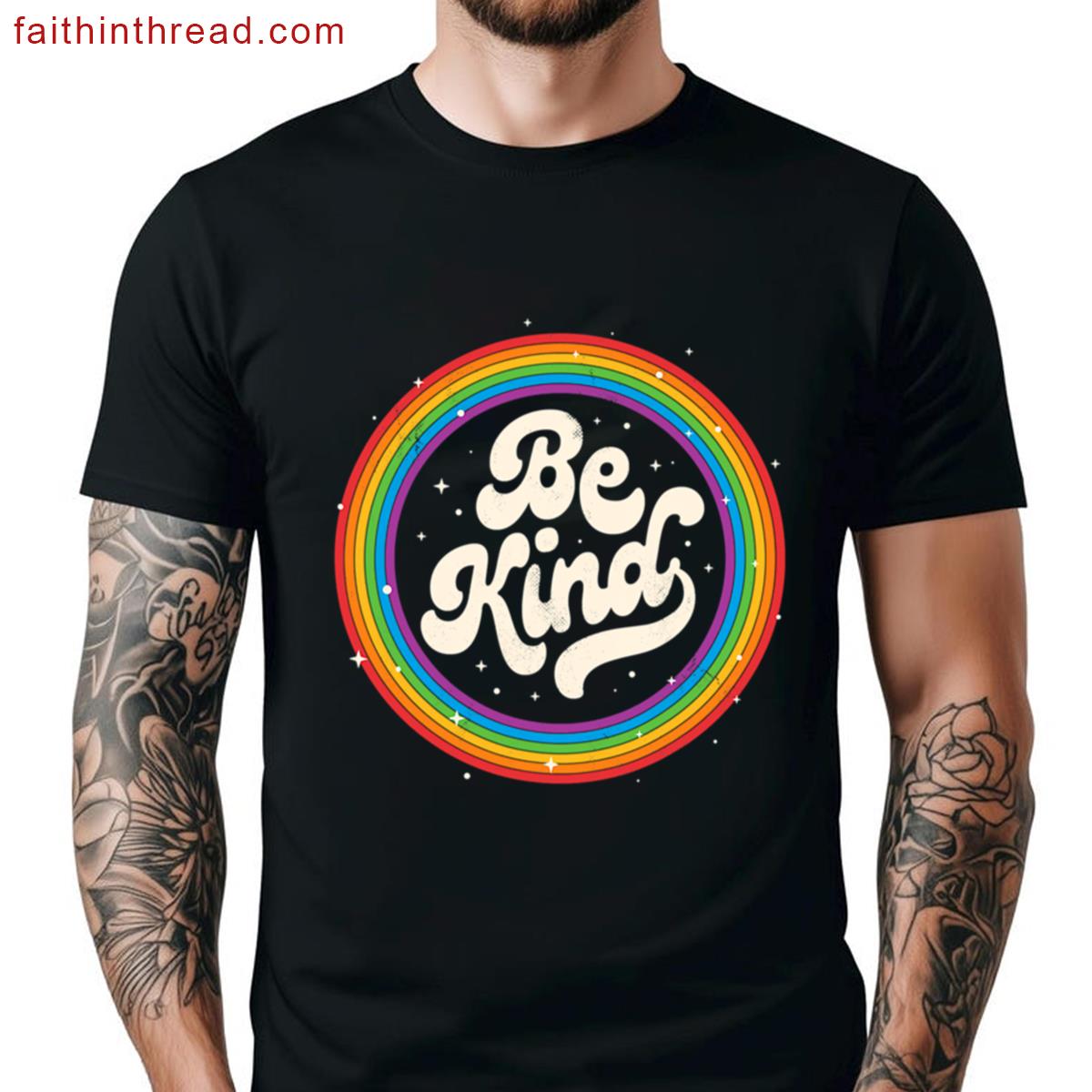 Lgbtq Be Kind Gay Pride Lgbt Ally Rainbow Flag Retro Vintage Shirt