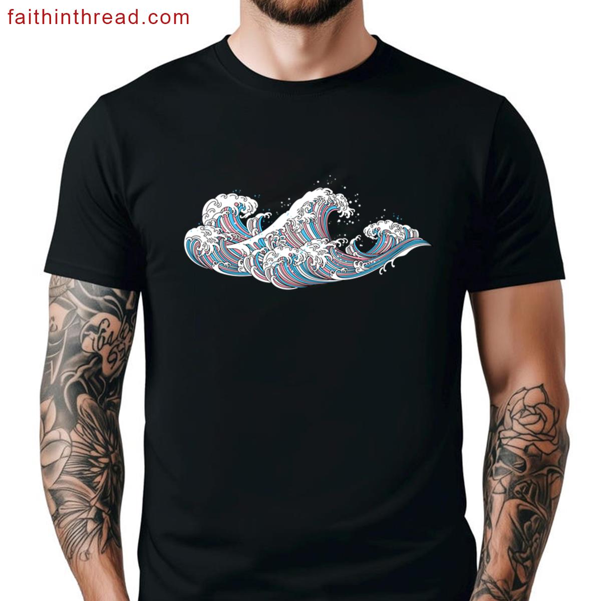 Long Japanese Trans Wave Transgender Pride Shirt