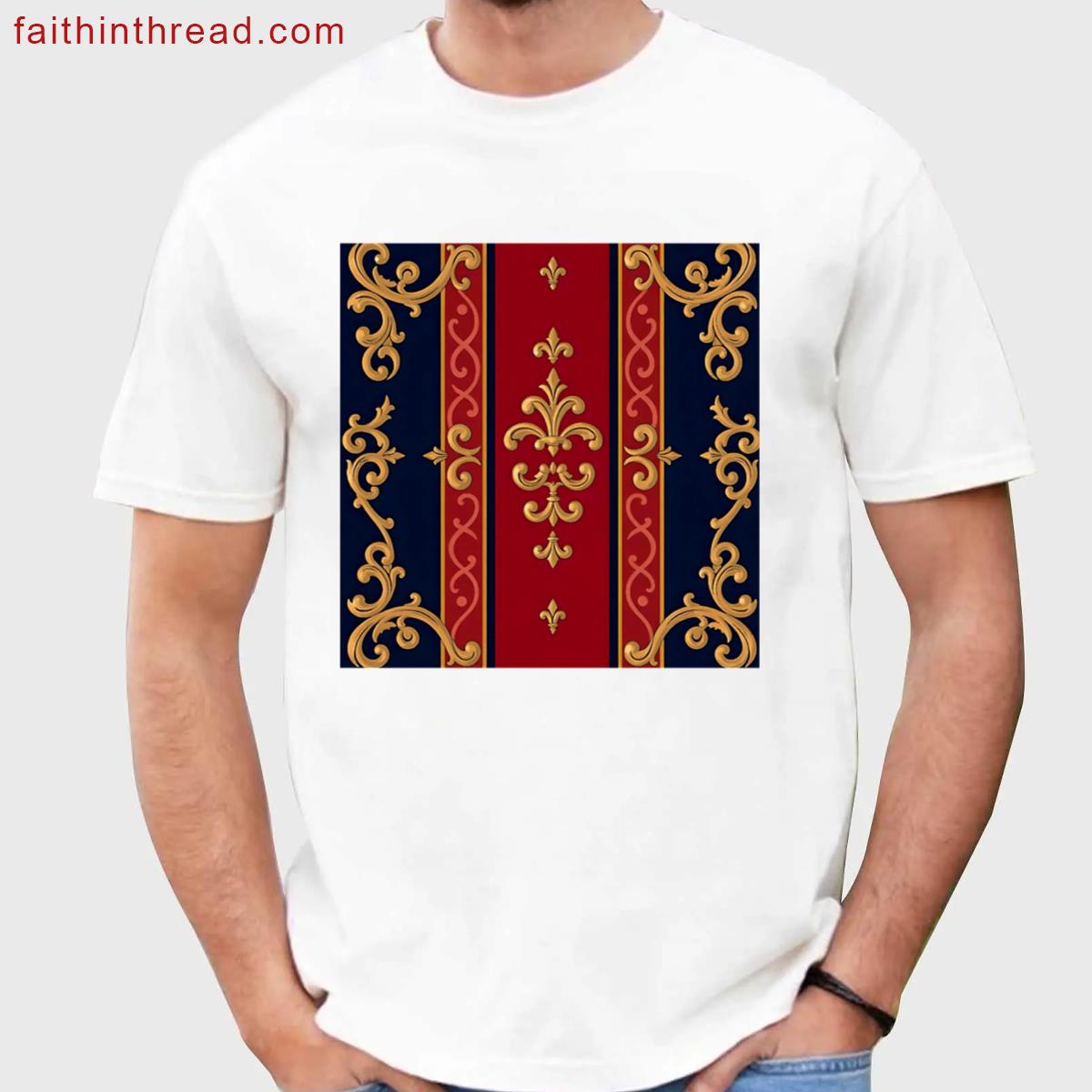 Midnight Blue Dusk Red Striped Baroque Shirt