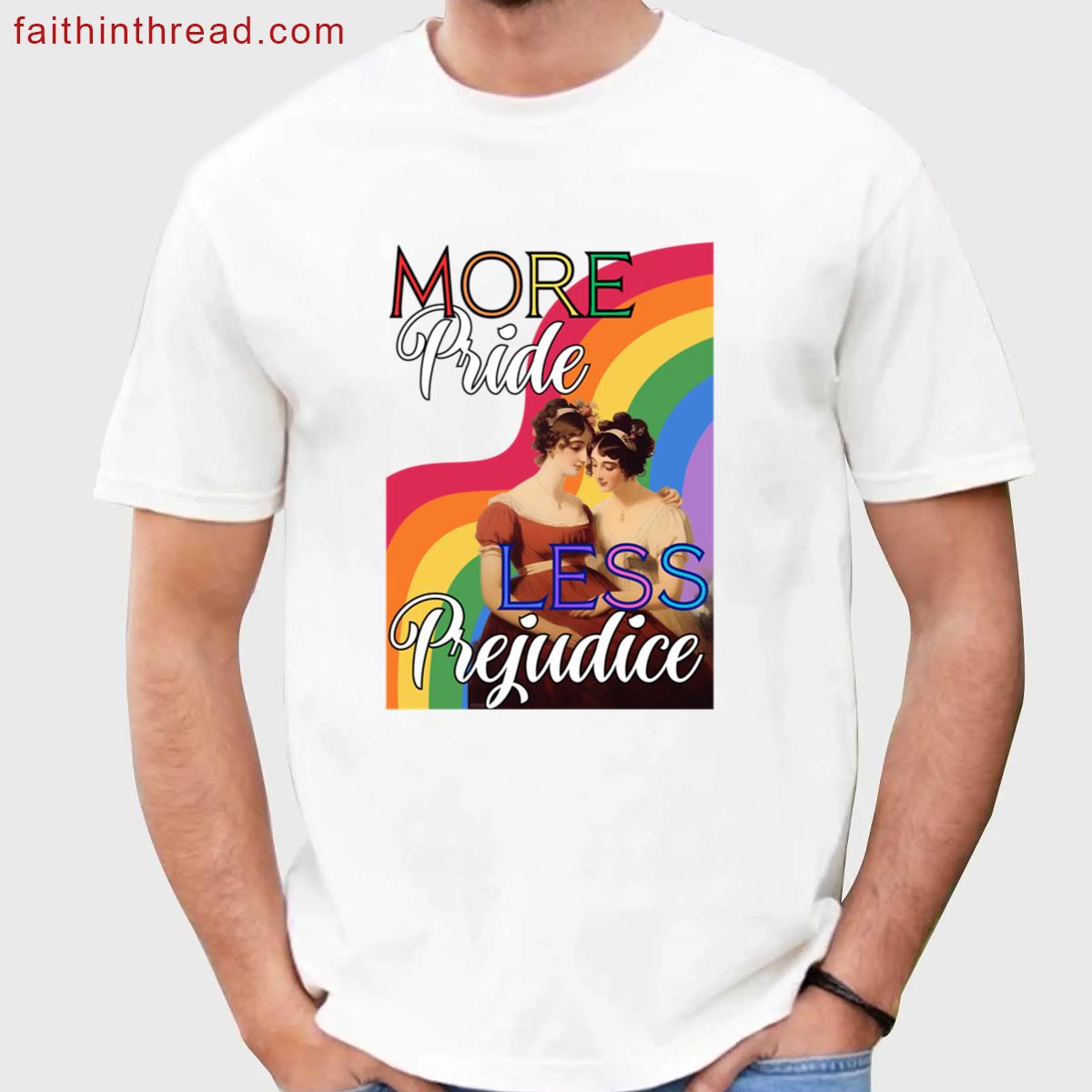 More Pride Less Prejudice Gay Pride Jane Austen Regency Lesbians Print Oversized Shirt