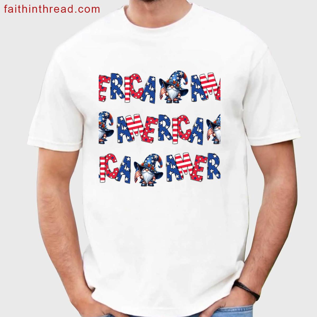 Patriotic America With Gnomes Oversized Shirt