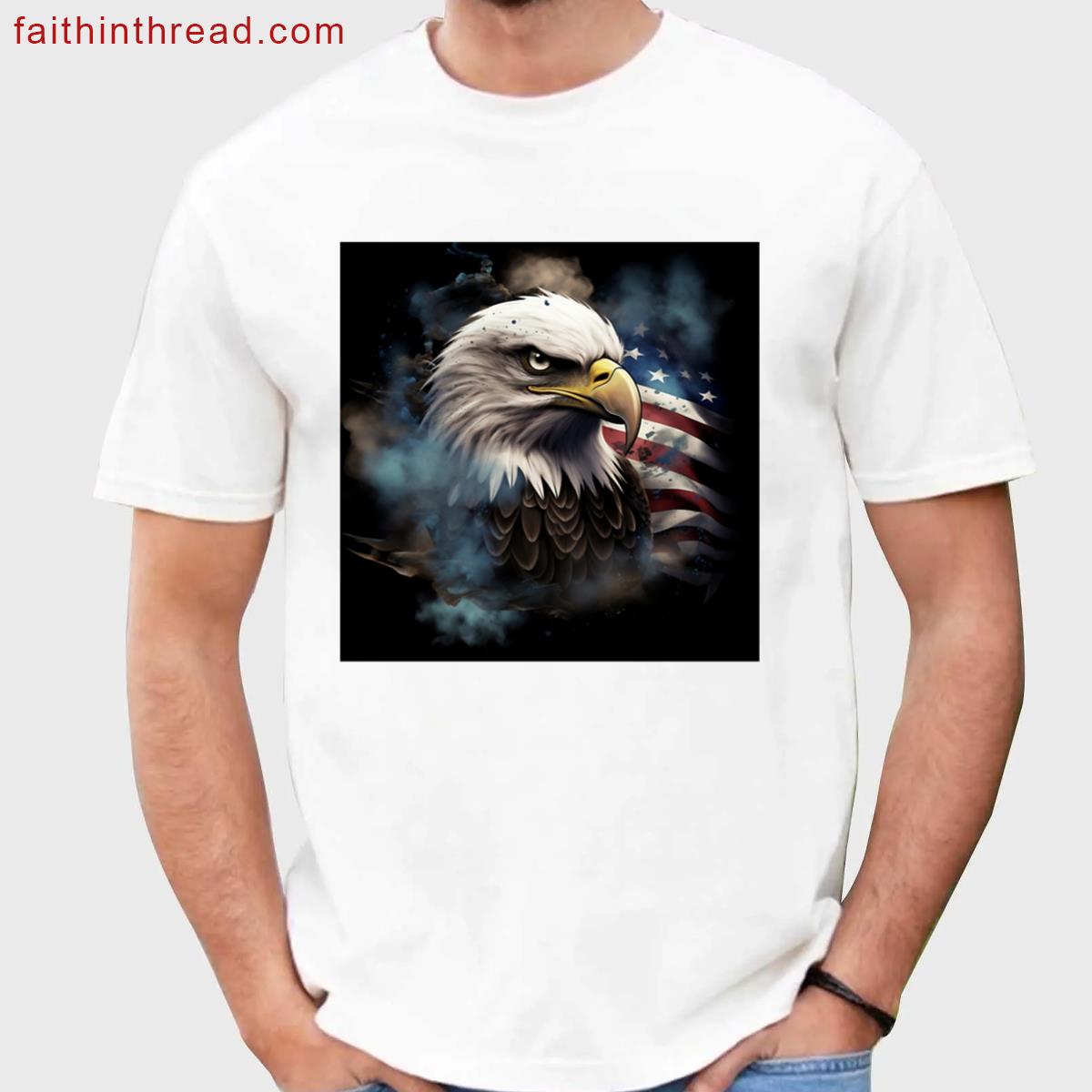 Patriotic American Flag Print Bald Eagle Print Shirt
