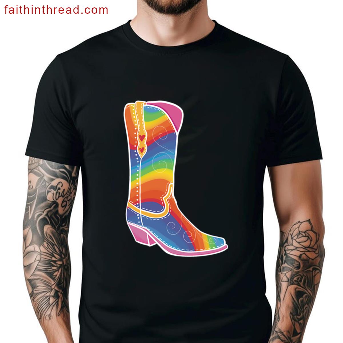 Pride Rainbow Cowgirl Boot Shirt