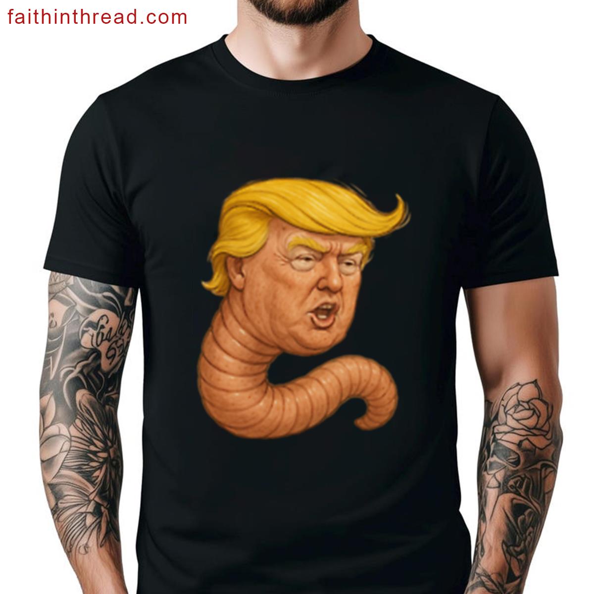 Sketched Angry Trump Worm Sticker – Orange Cheeto Oversized Shirt