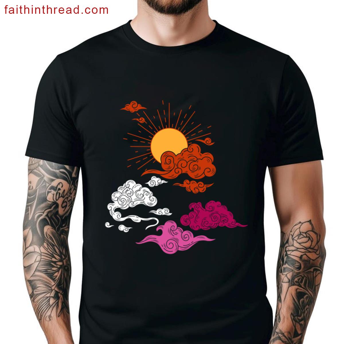 Suns And Clouds Lesbian Pride Oversized Shirt