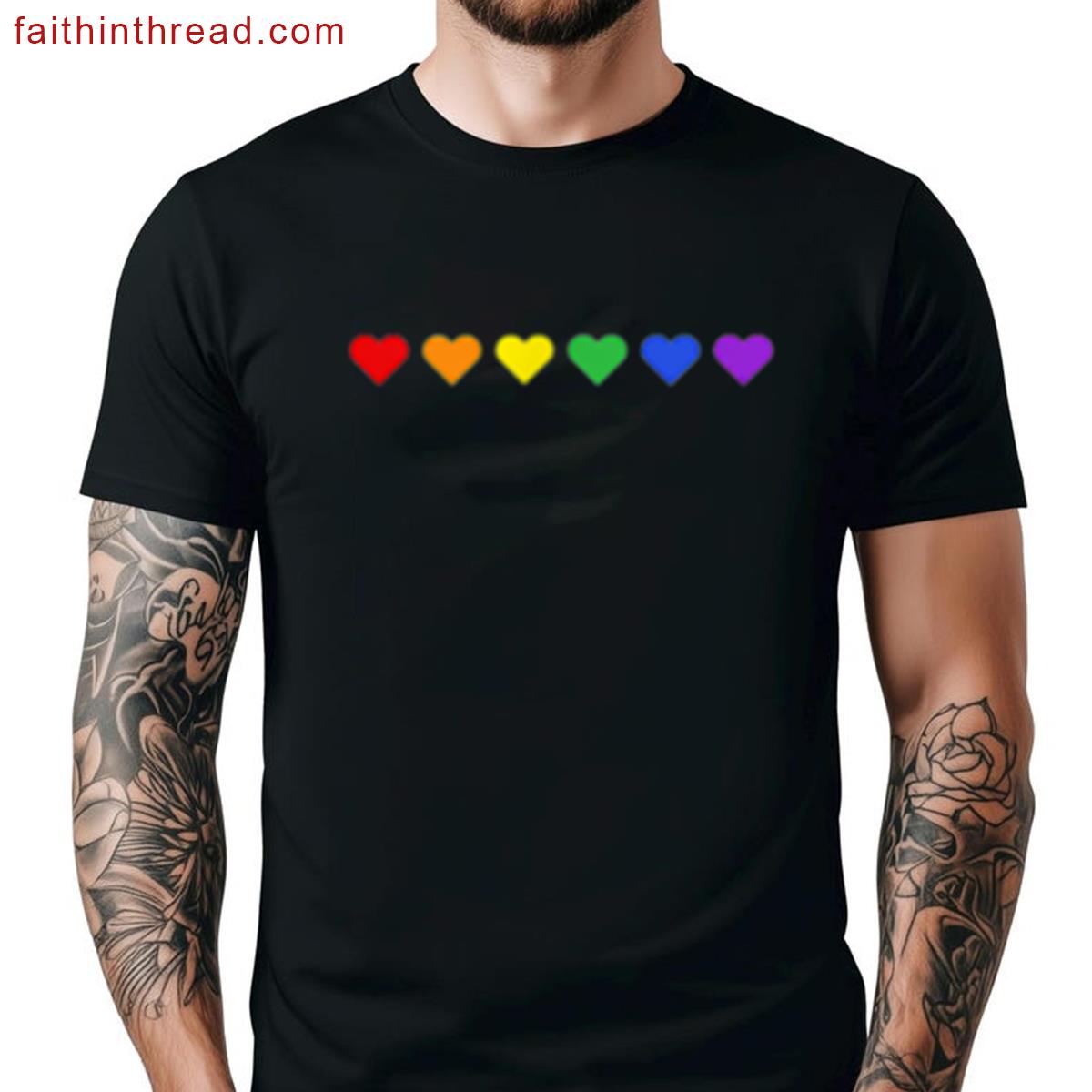 Tiny Rainbow Hearts Subtle Pride Month Flag Lgbt Gay Rights Shirt