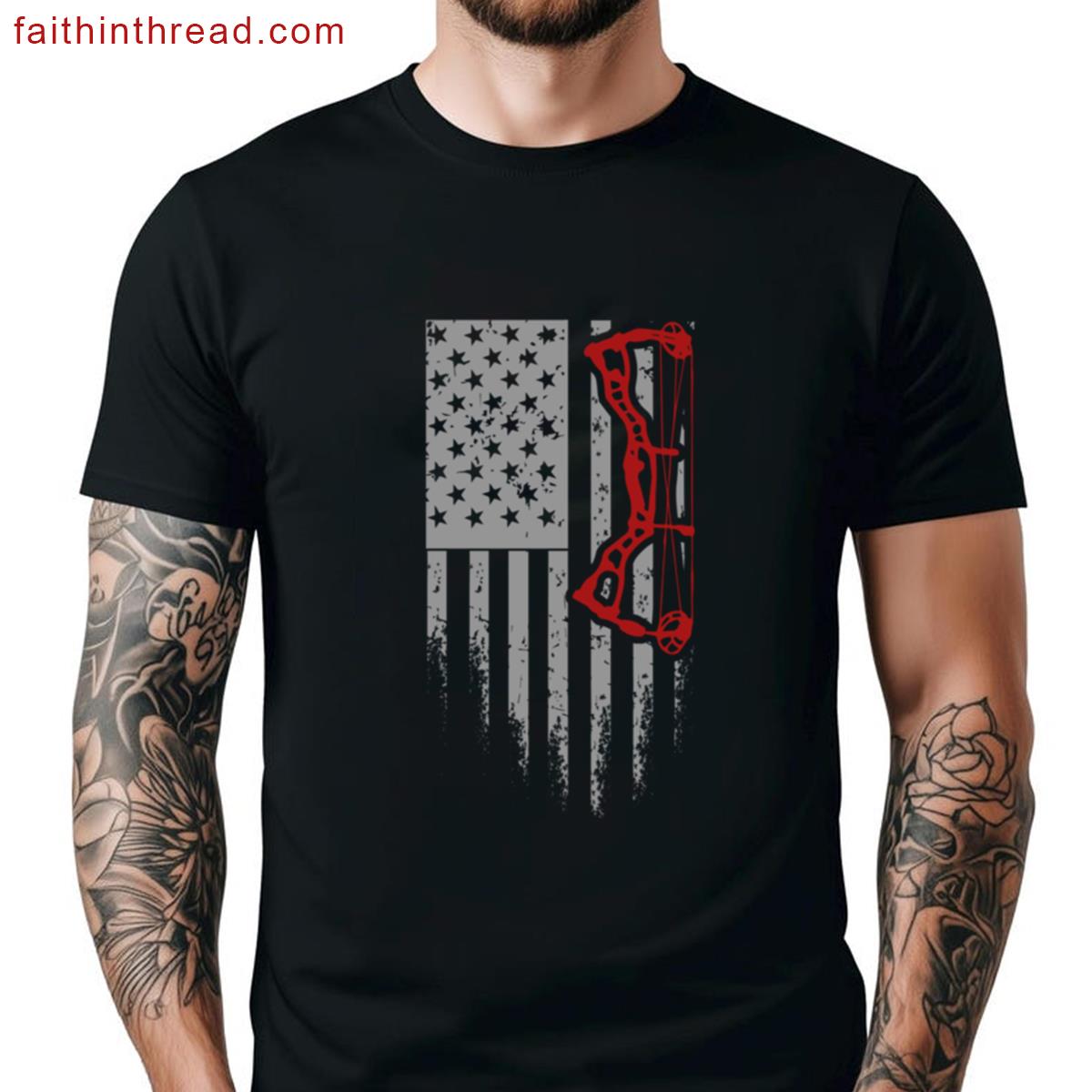 Us Flag With Archery Bow Shirt